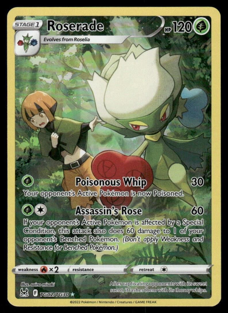 Pokemon Cards Roserade TG02/TG30 Lost Origin Trainer Gallery Holo NM0