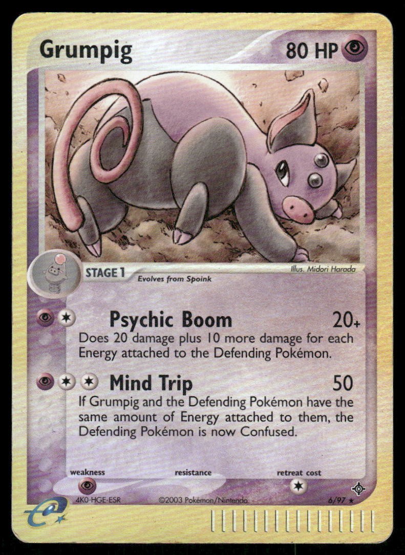 Pokemon Cards Grumpig 6/97 Reverse Holo Dragon Holo Rare MP0