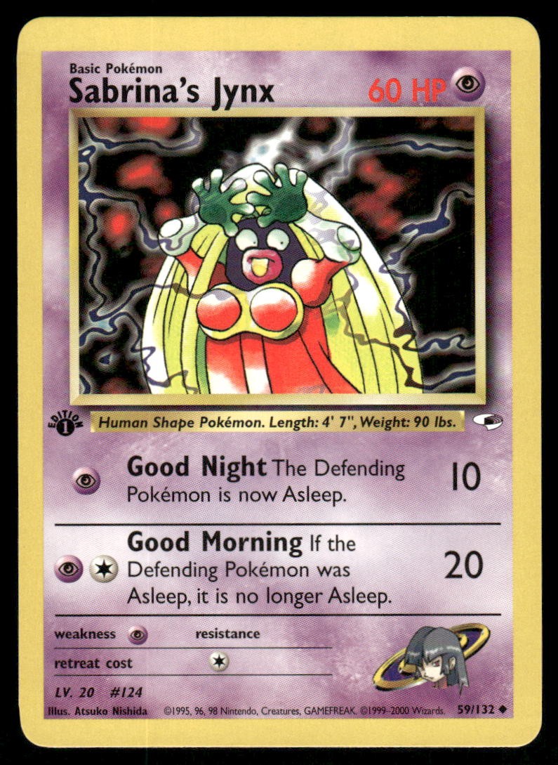 Pokemon Cards Sabrina's Jynx 59/132 1ST EDITION Gym Heroes Uncommon LP0