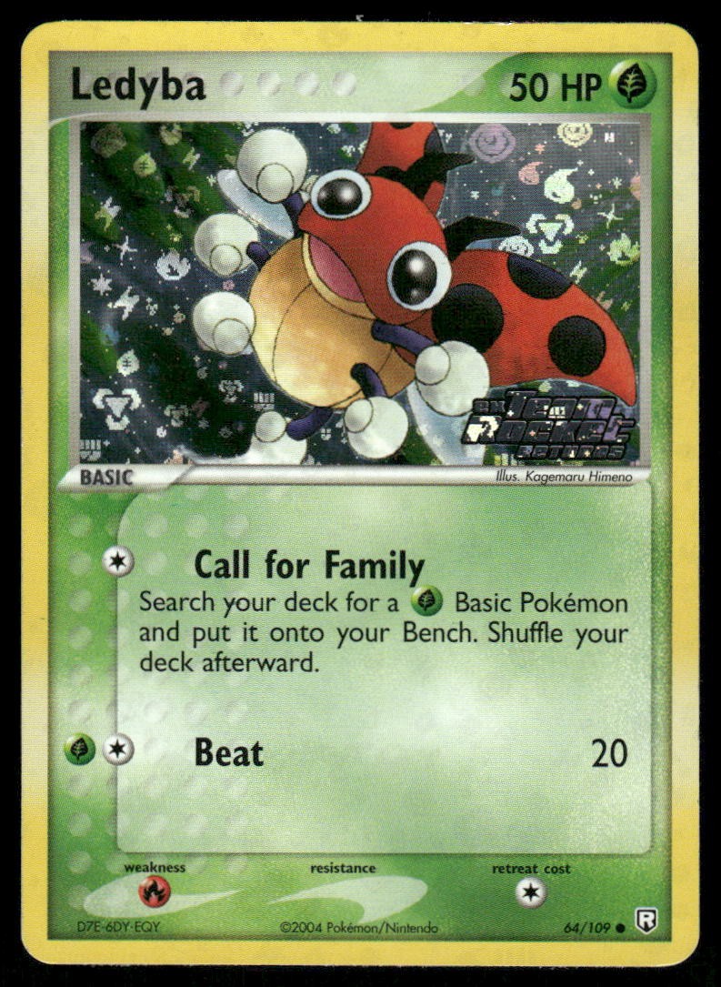 Pokemon Cards Ledyba 64/109 Team Rocket Returns STAMPED Common NM0