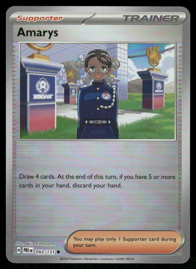 Pokemon Cards Amarys 093/131 Reverse Holo Prismatic Evolutions Pokeball NM0