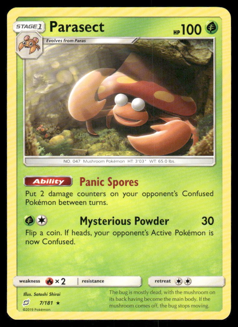 Pokemon Cards Parasect 7/181 Team Up Sun & Moon Rare NM0