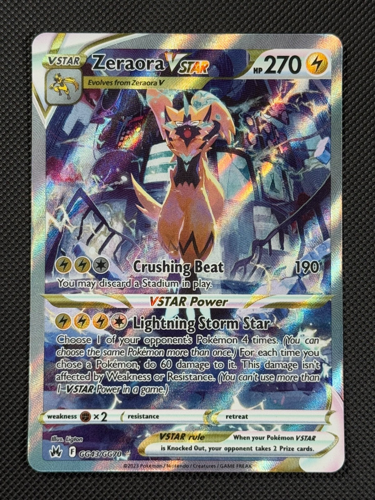 Zeraora VSTAR GG43/GG70 Pokémon Card SWSH Crown Zenith Holo Rare0