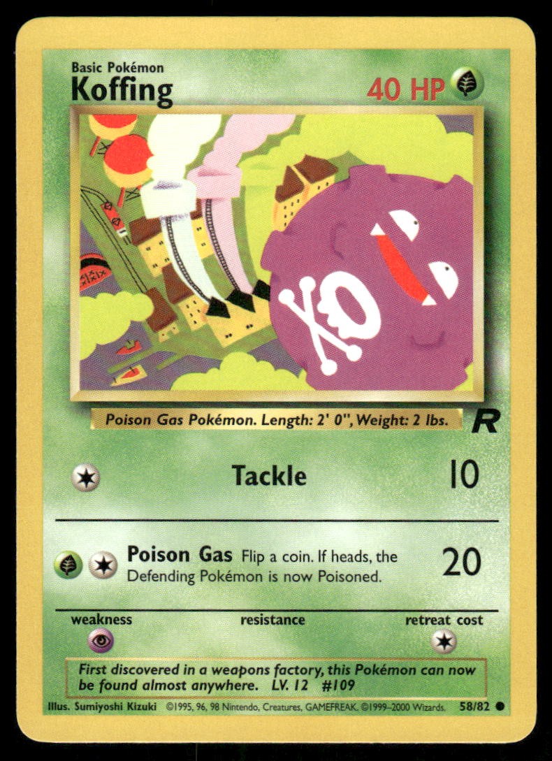 Pokemon Cards Koffing 58/82 UNLIMITED Team Rocket WOTC Common NM0