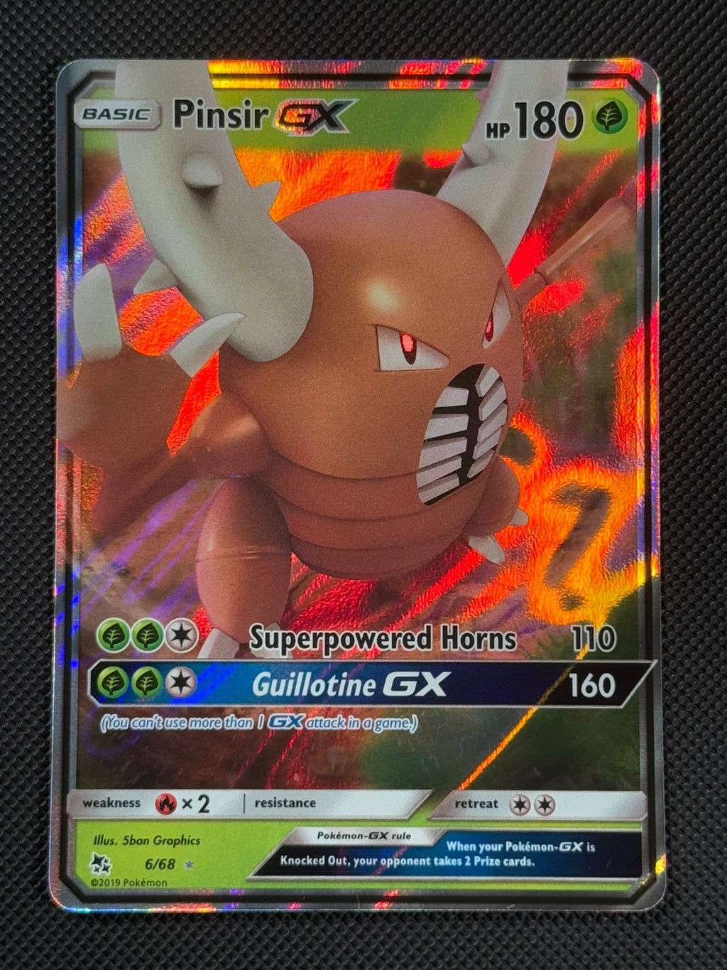 Pinsir GX 6/68 HOLO Pokémon Card Sun & Moon Hidden Fates Holo Rare *20