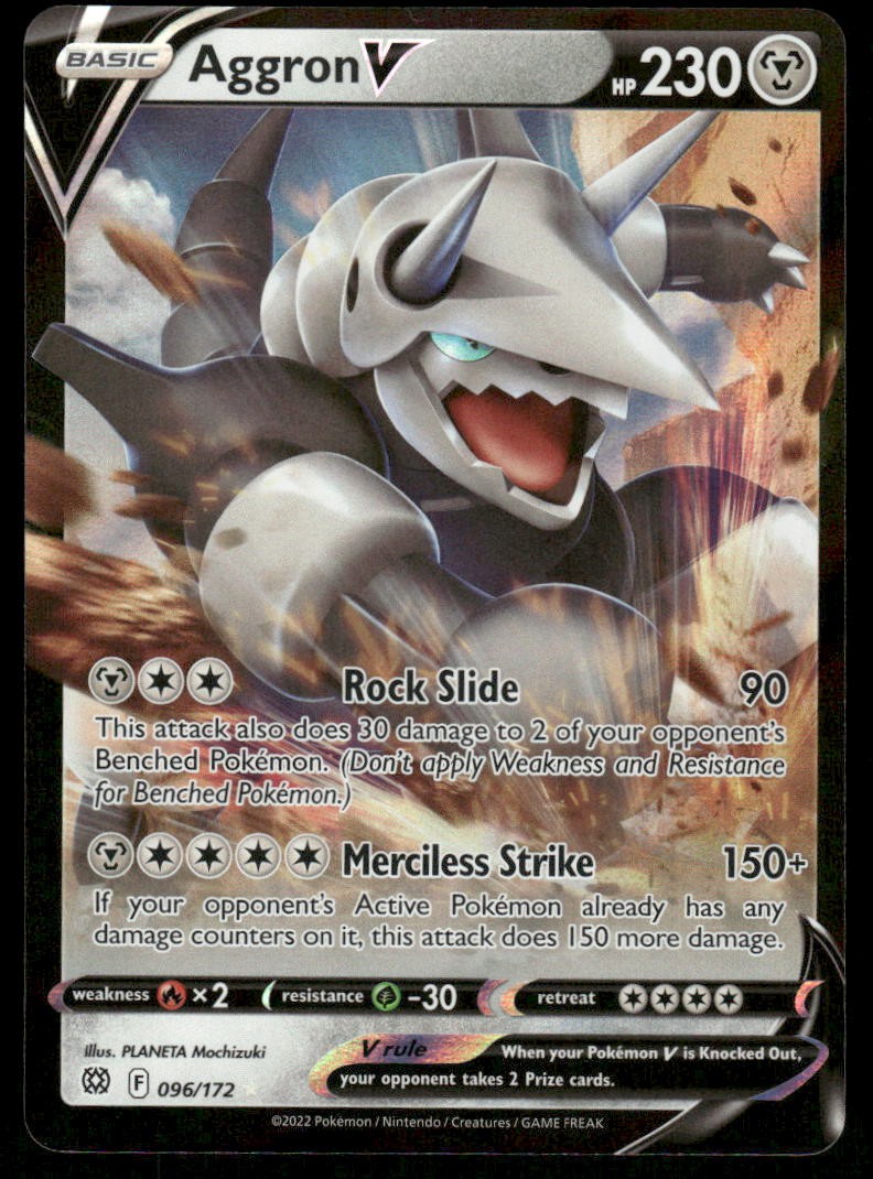 Pokemon Cards Aggron V 096/172 Brilliant Stars Holo Rare V NM0