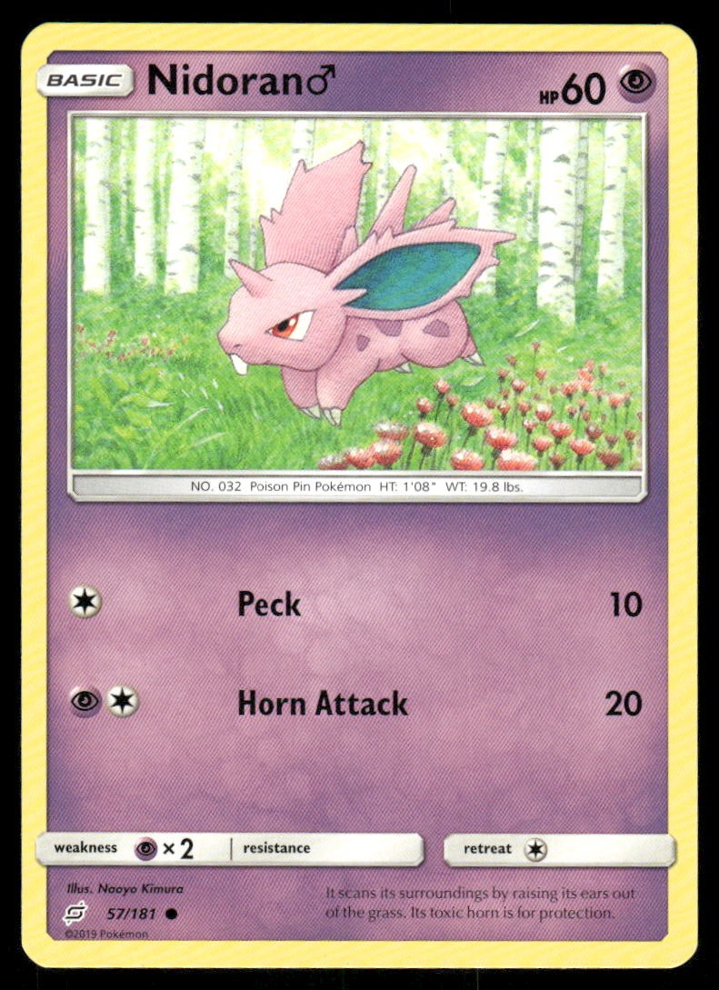 Pokemon Cards Nidoran M 57/181 Team Up Sun & Moon Common NM0