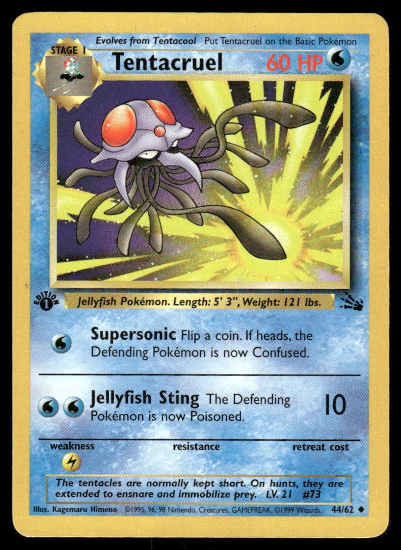 Pokemon Cards Tentacruel 44/62 1ST EDITION Fossil WOTC Uncommon LP0