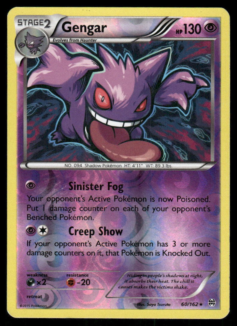 Pokemon Cards Gengar 60/162 Reverse Holo BREAKthrough XY LP0