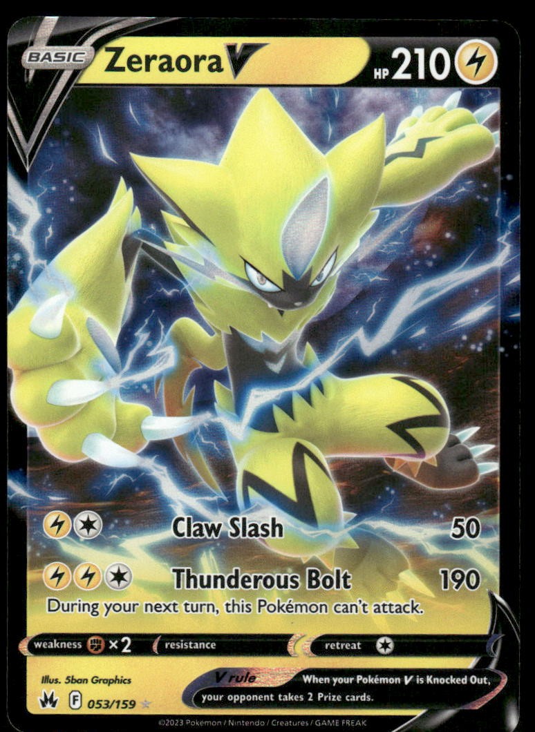 Pokemon Cards Zeraora V 053/159 Crown Zenith Holo Rare V NM *30
