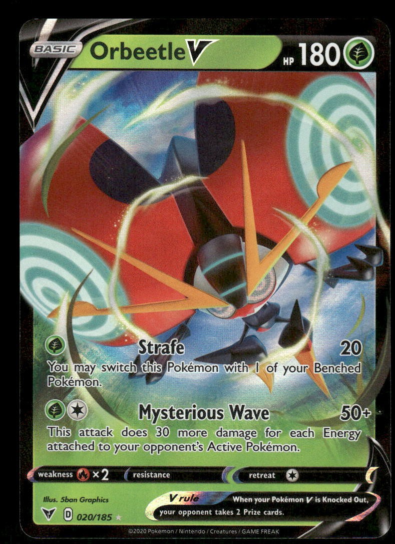 Pokemon Cards Orbeetle V 020/185 Vivid Voltage Holo Rare V NM0