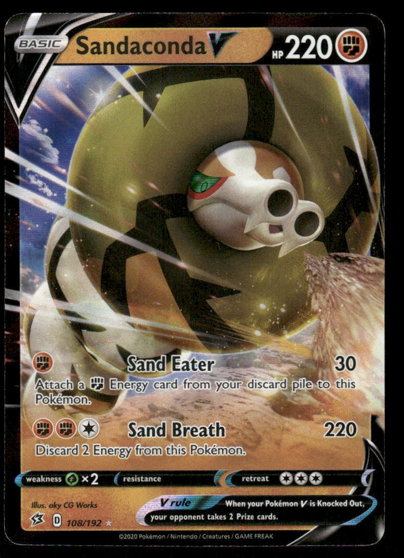 Pokemon Cards Sandaconda V 108/192 Rebel Clash Holo Rare V NM0