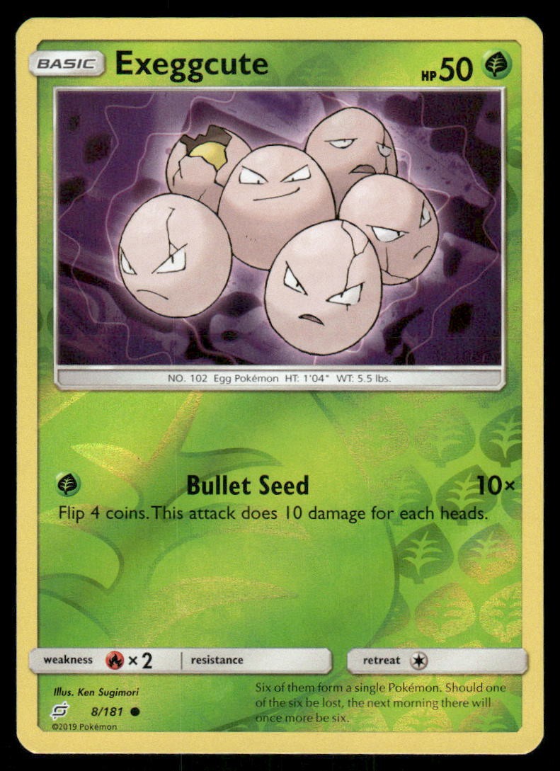 Pokemon Cards Exeggcute 8/181 Reverse Holo Team Up Sun & Moon NM0