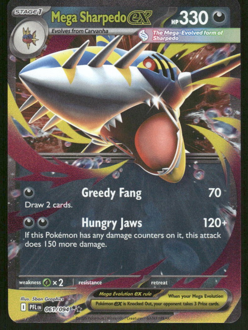 Pokemon Cards Mega Sharpedo ex 061/094 Phantasmal Flames Double Rare NM0