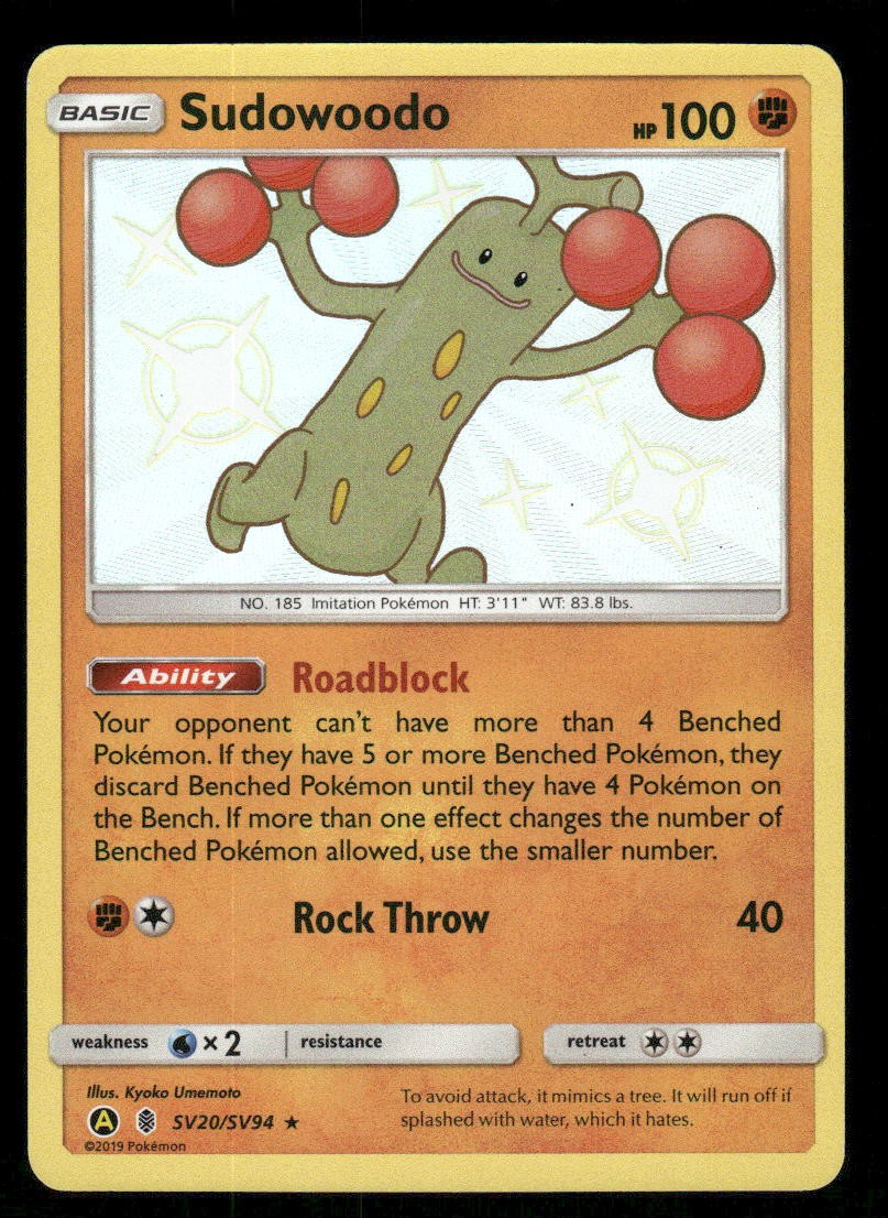 Pokemon Cards Sudowoodo SV20/SV94 Hidden Fates Rare Shiny NM0