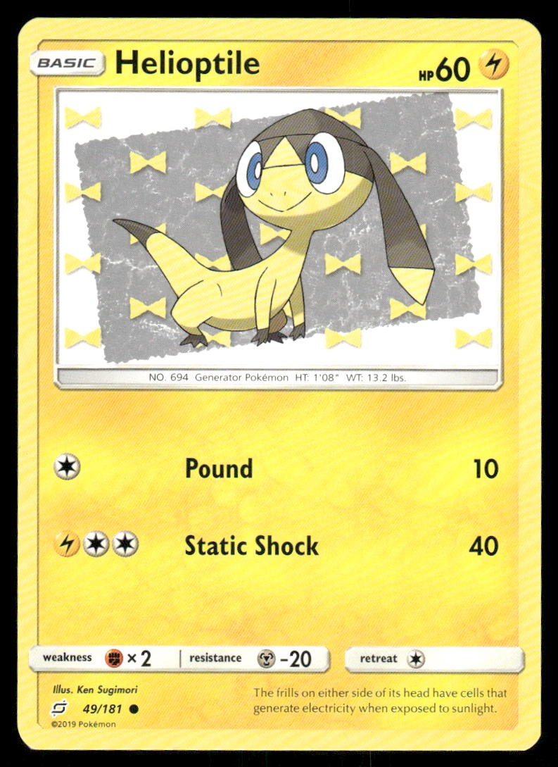 Pokemon Cards Helioptile 49/181 Team Up Sun & Moon Common NM0