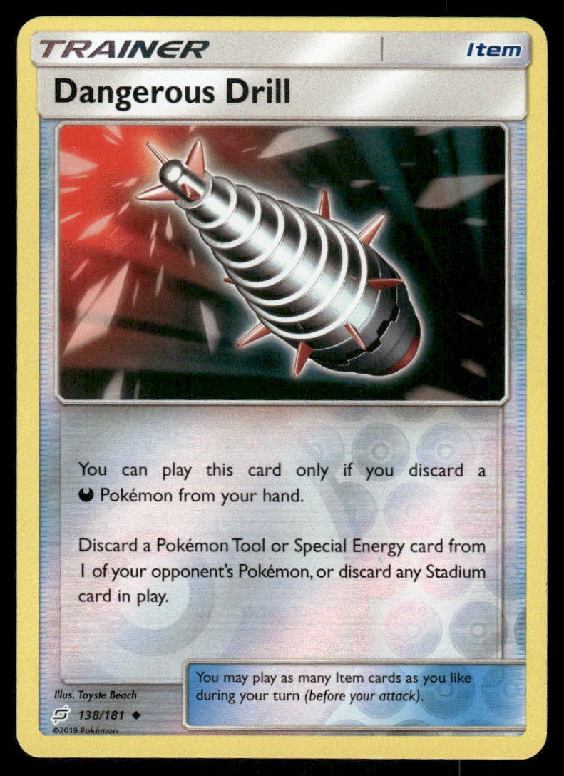 Pokemon Cards Dangerous Drill 138/181 Reverse Holo Team Up Sun & Moon NM0