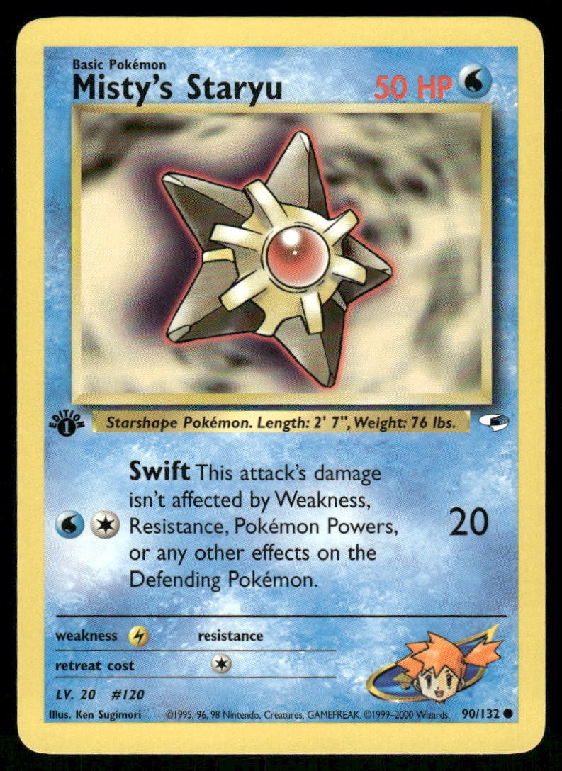 Pokemon Cards Misty's Staryu 90/132 1ST EDITION Gym Heroes WOTC Common NM0