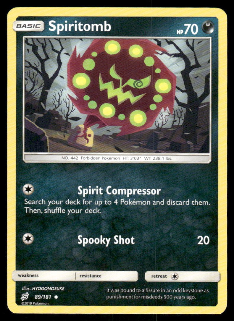 Pokemon Cards Spiritomb 89/181 Team Up Sun & Moon Uncommon NM0