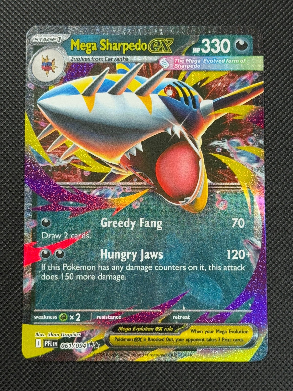 Mega Sharpedo ex 061/094 Pokémon Card Mega Phantasmal Flames Holo Rare0