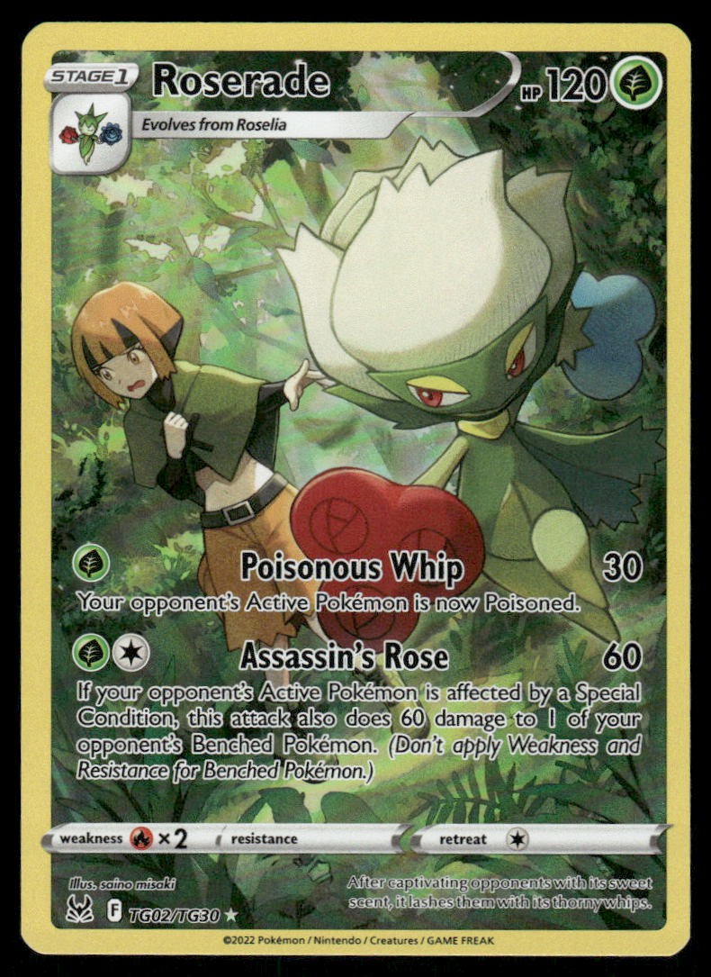 Pokemon Cards Roserade TG02/TG30 Lost Origin Trainer Gallery Holo NM *30