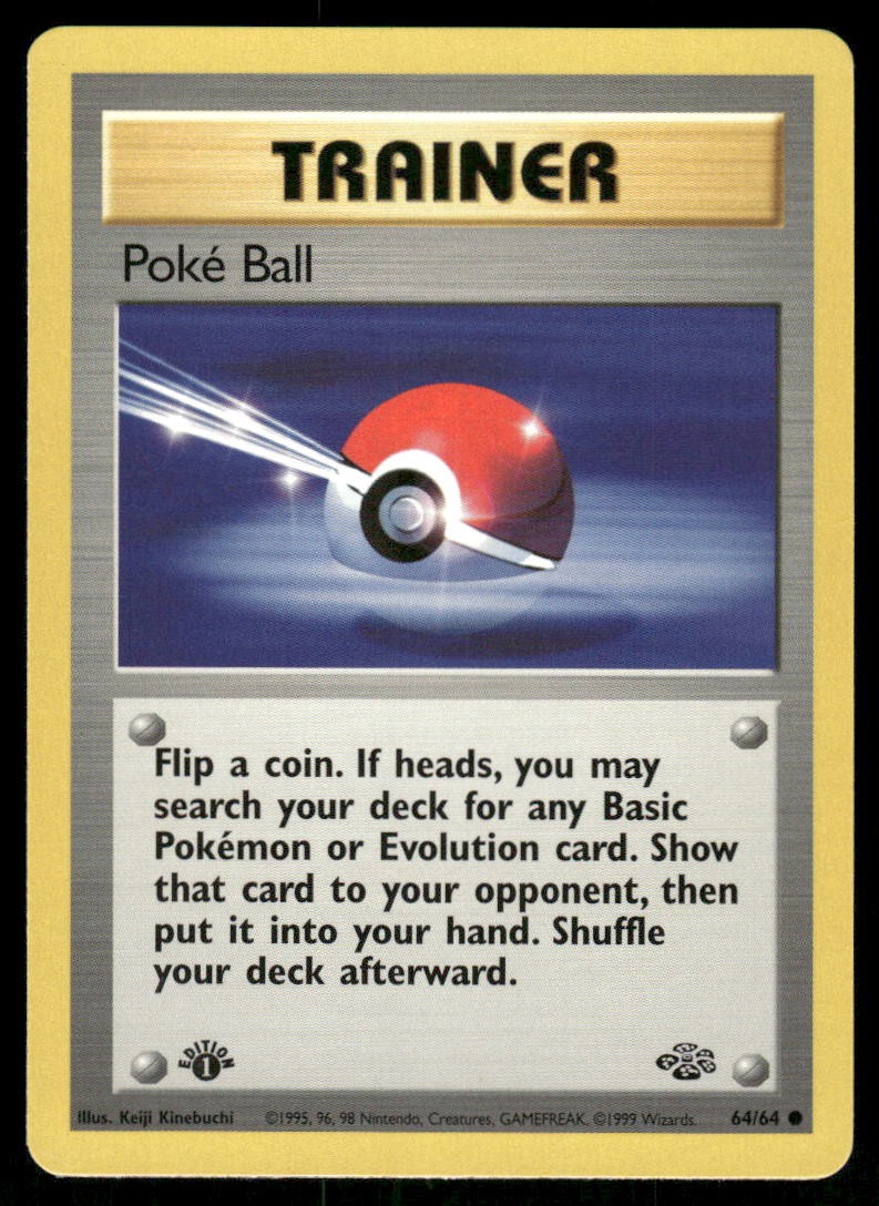 Pokemon Cards Poke Ball 64/64 1ST EDITION Jungle Common NM0