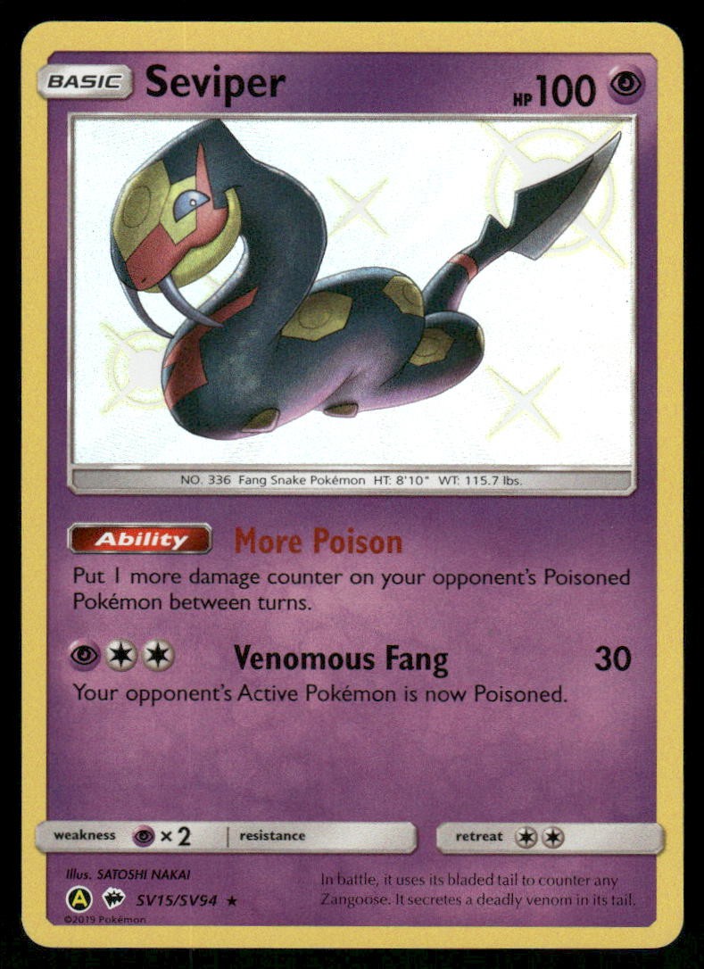 Pokemon Cards Seviper SV15/SV94 Hidden Fates Rare Shiny NM0