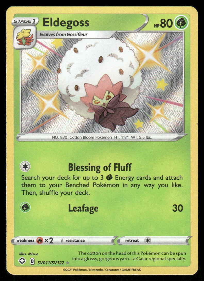 Pokemon Cards Eldegoss SV011/SV122 Shining Fates Shiny Vault Rare Shiny NM0