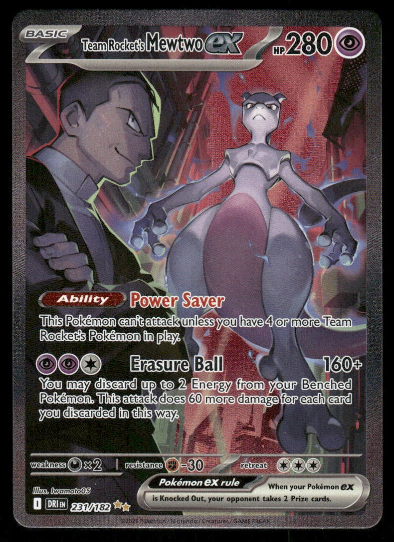 Pokemon Cards Team Rocket's Mewtwo ex 231/182 Destined Rivals NM *30