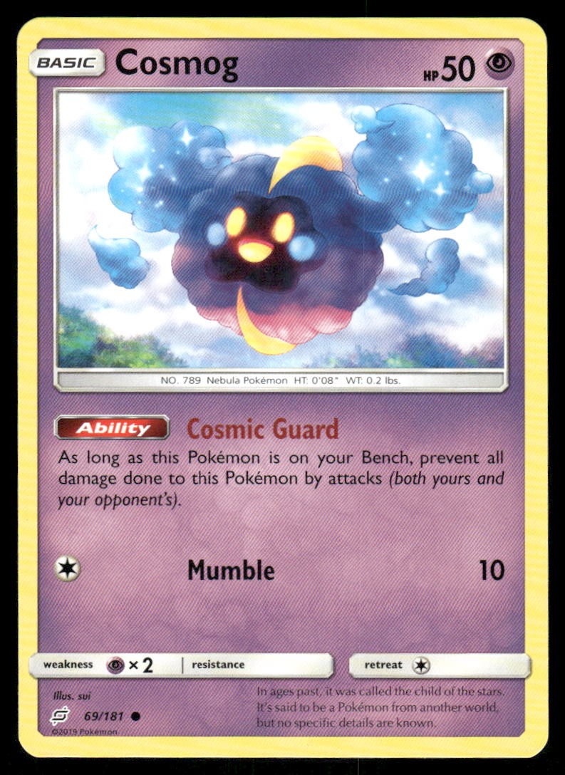 Pokemon Cards Cosmog 69/181 Team Up Sun & Moon Common NM0