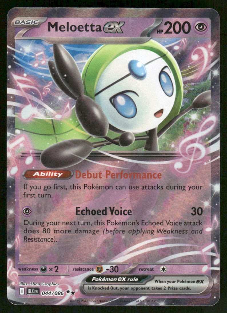 Pokemon Cards Meloetta ex 044/086 Black Bolt Double Rare NM *10