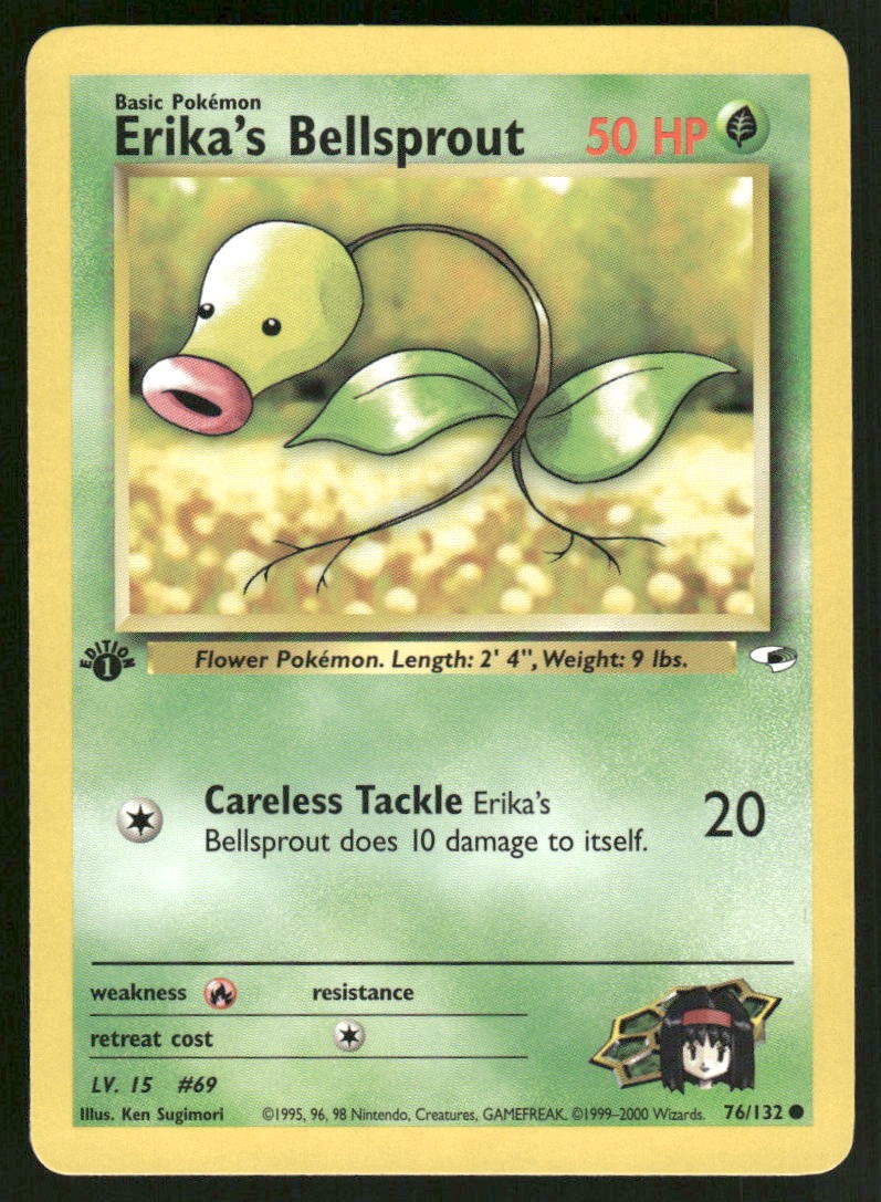 Pokemon Cards Erika's Bellsprout 76/132 1ST EDITION Gym Heroes WOTC Common NM0