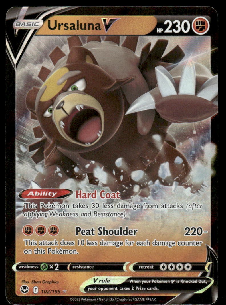 Pokemon Cards Ursaluna V 102/195 Silver Tempest Holo Rare V NM *10