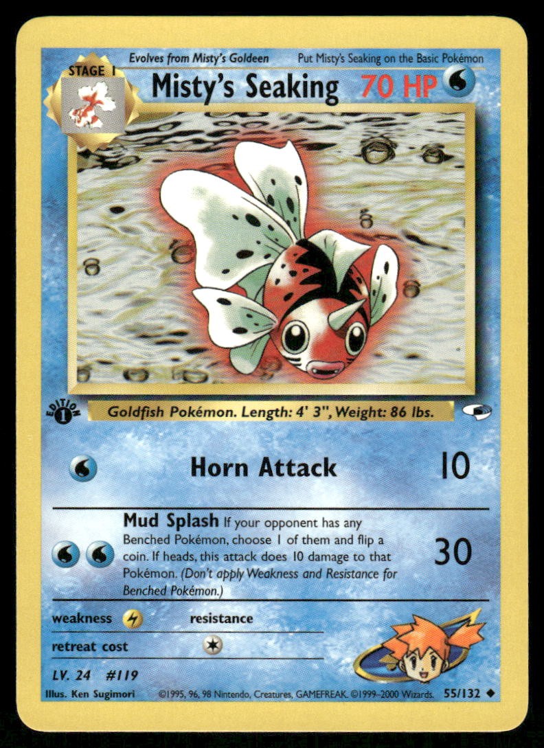 Pokemon Cards Misty's Seaking 55/132 1ST EDITION Gym Heroes WOTC Uncommon NM0