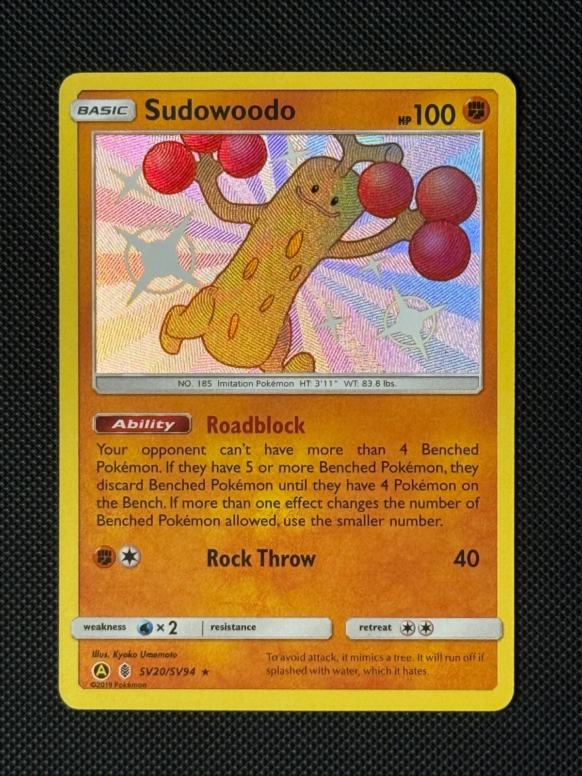 Sudowoodo SV20/SV94 Holo Pokémon Card Hidden Fates Baby Shiny 0