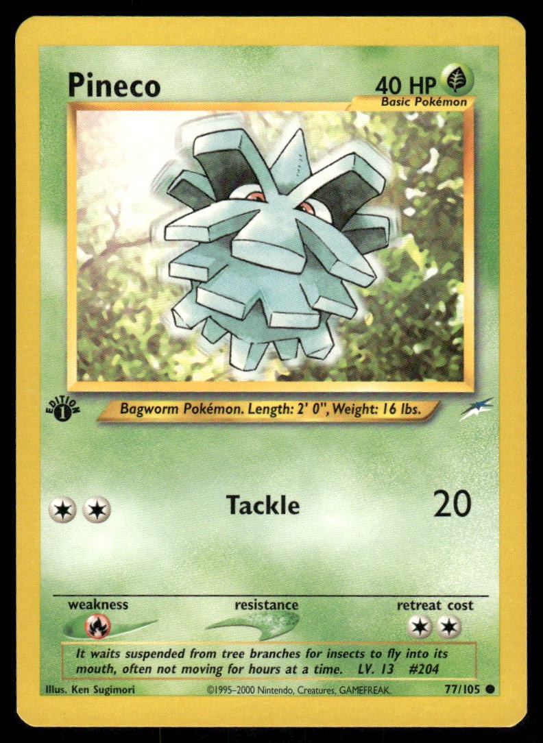 Pokemon Cards Pineco 77/105 1st Edition Neo Destiny WOTC Common LP *40