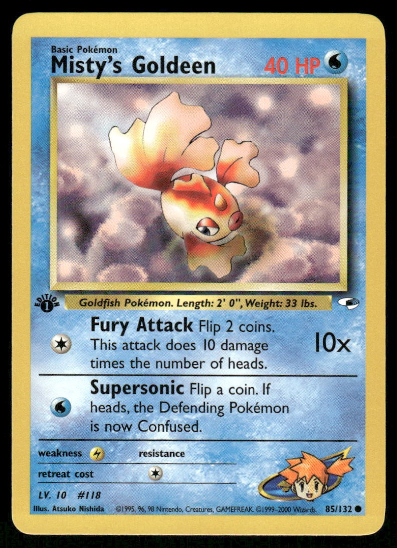 Pokemon Cards Misty's Goldeen 85/132 1ST EDITION Gym Heroes WOTC Common NM0
