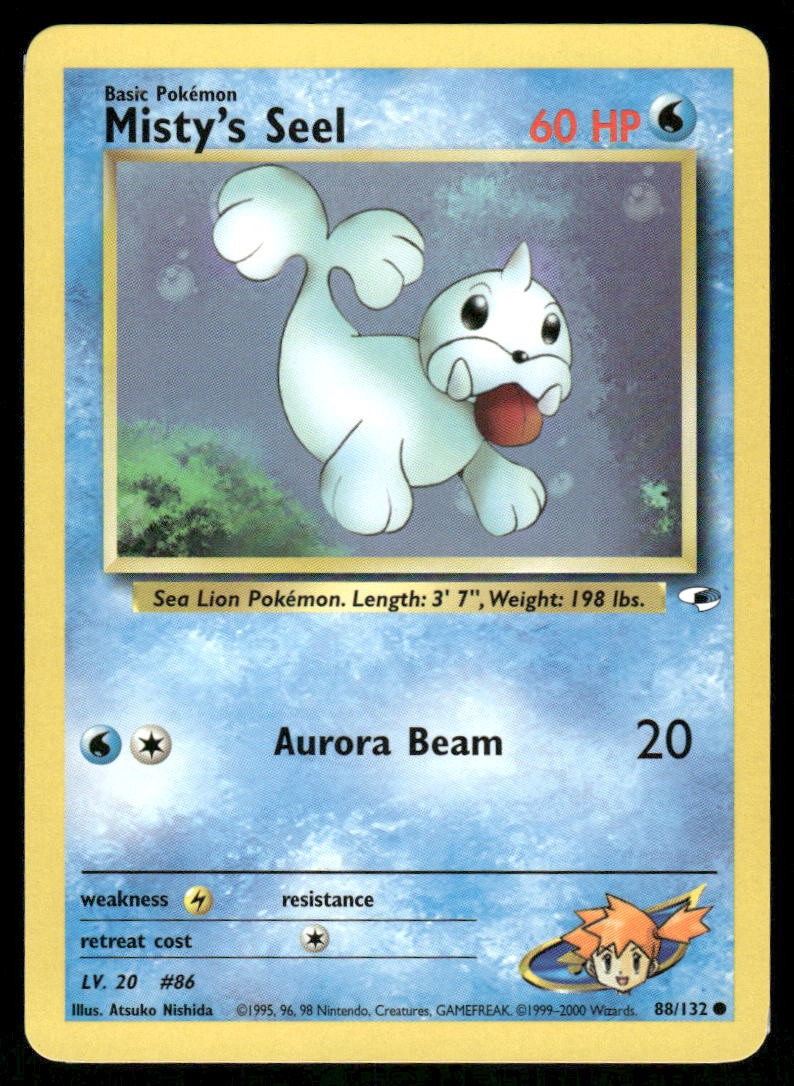 Pokemon Cards Misty's Seel 88/132 UNLIMITED Gym Heroes WOTC Common NM0