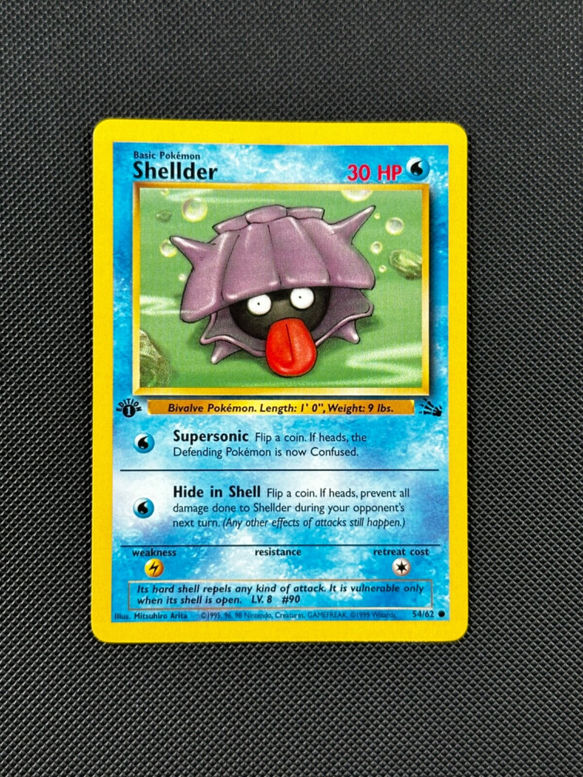 Shellder 54/62 1st Edition Pokémon Card Fossil Common WOTC NM0