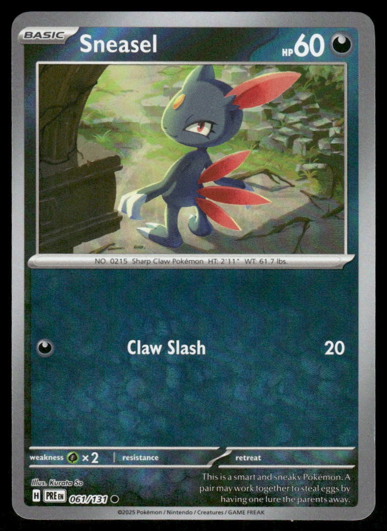 Pokemon Cards Sneasel 061/131 Reverse Holo Prismatic Evolutions Pokeball NM *10