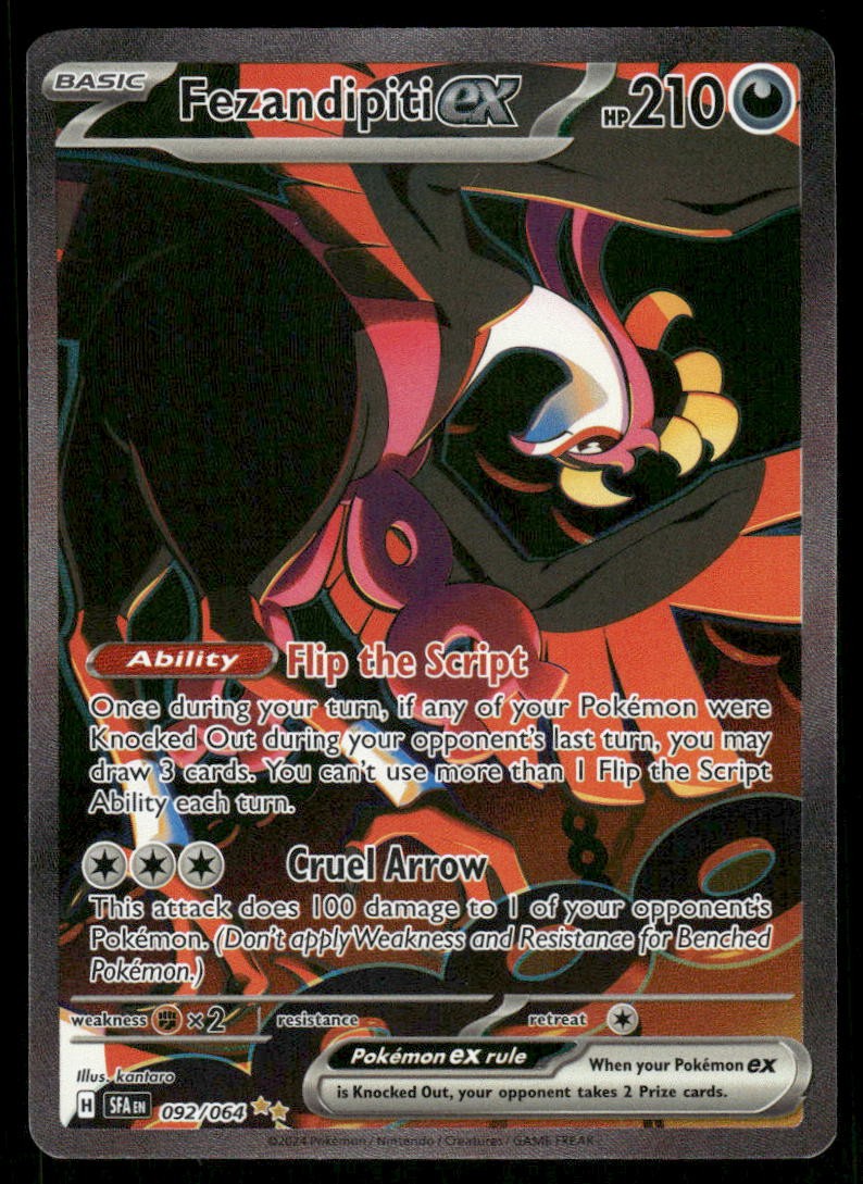 Pokemon Cards Fezandipiti ex 092/064 Shrouded Fable Special Illustration Rare NM0