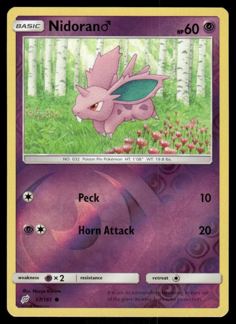 Pokemon Cards Nidoran M 57/181 Reverse Holo Team Up Sun & Moon NM0
