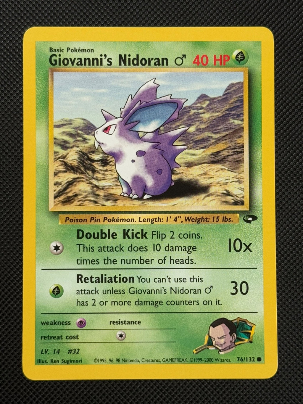 Giovanni's Nidoran 76/132 REGULAR Pokémon Card WOTC Gym Challenge Common0