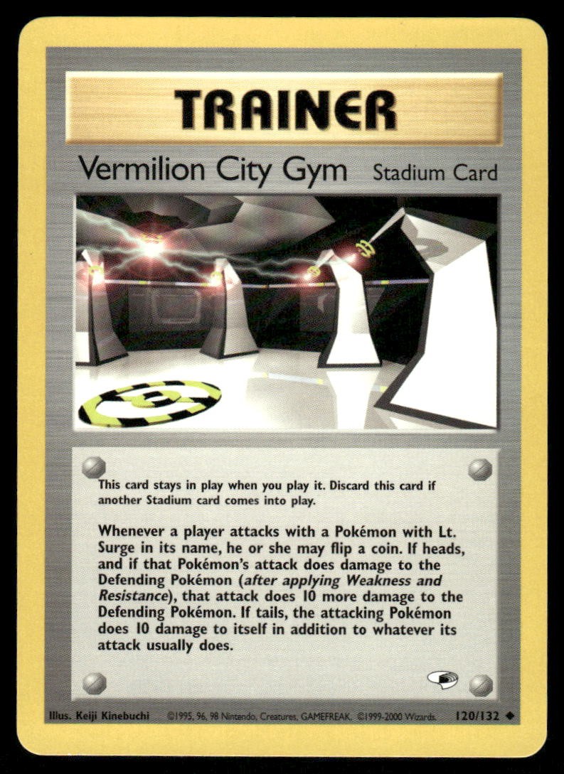 Pokemon Cards Vermilion City Gym 120/132 UNLIMITED Gym Heroes WOTC Uncommon NM0