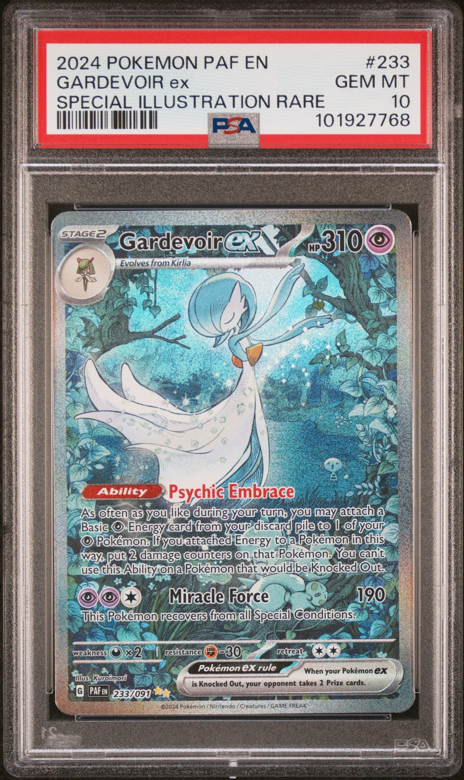 Pokemon Card Gardevoir EX 233/091 Special Illustration Rare Paldean Fates PSA 100