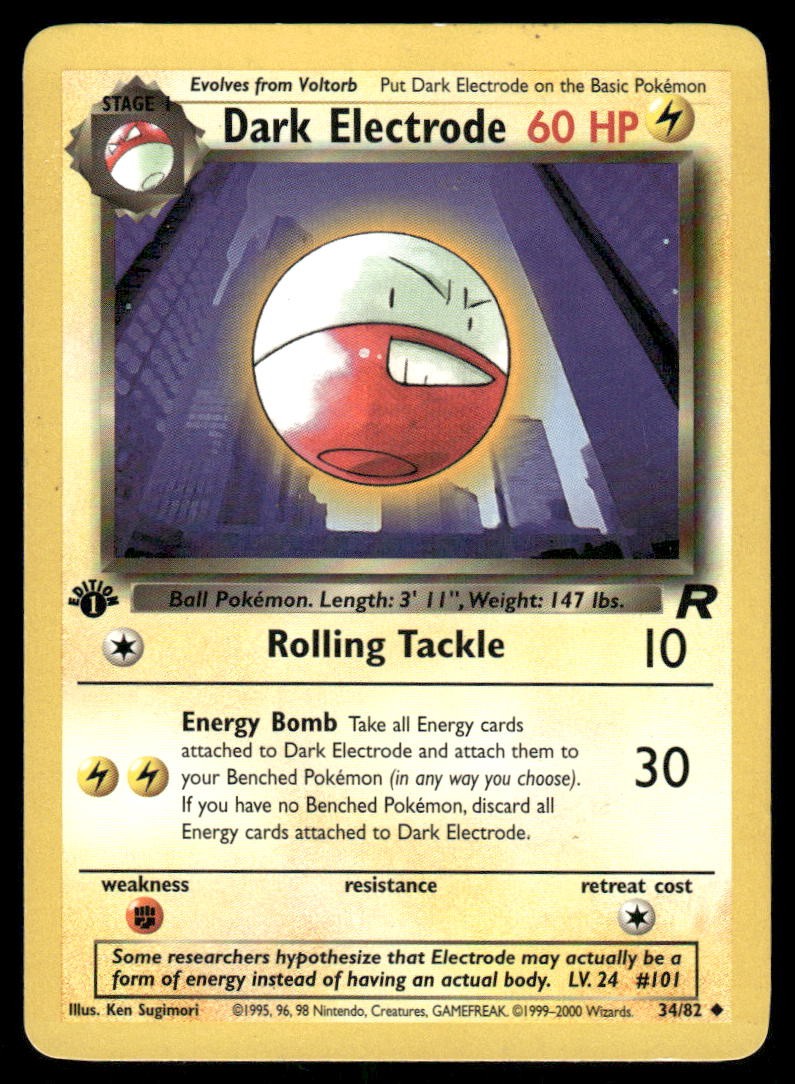 Pokemon Cards Dark Electrode 34/82 1ST EDITION Team Rocket Uncommon LP0