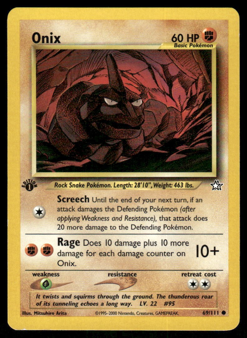 Pokemon Cards Onix 69/111 1ST EDITION Neo Genesis WOTC Common NM0