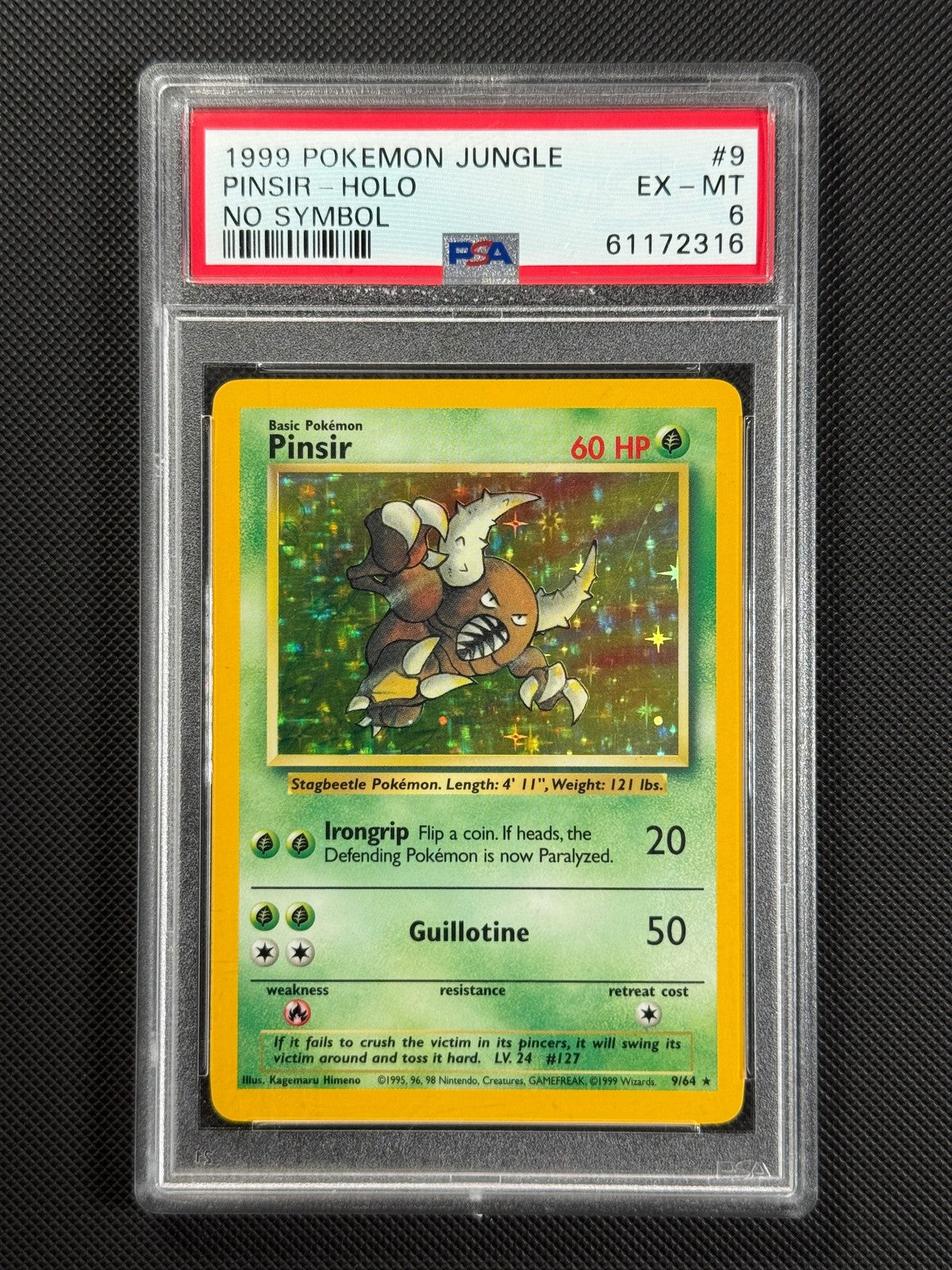 Pokemon Card Pinsir 9/64 No Symbol Holo PSA 6 WOTC Jungle EXMT0