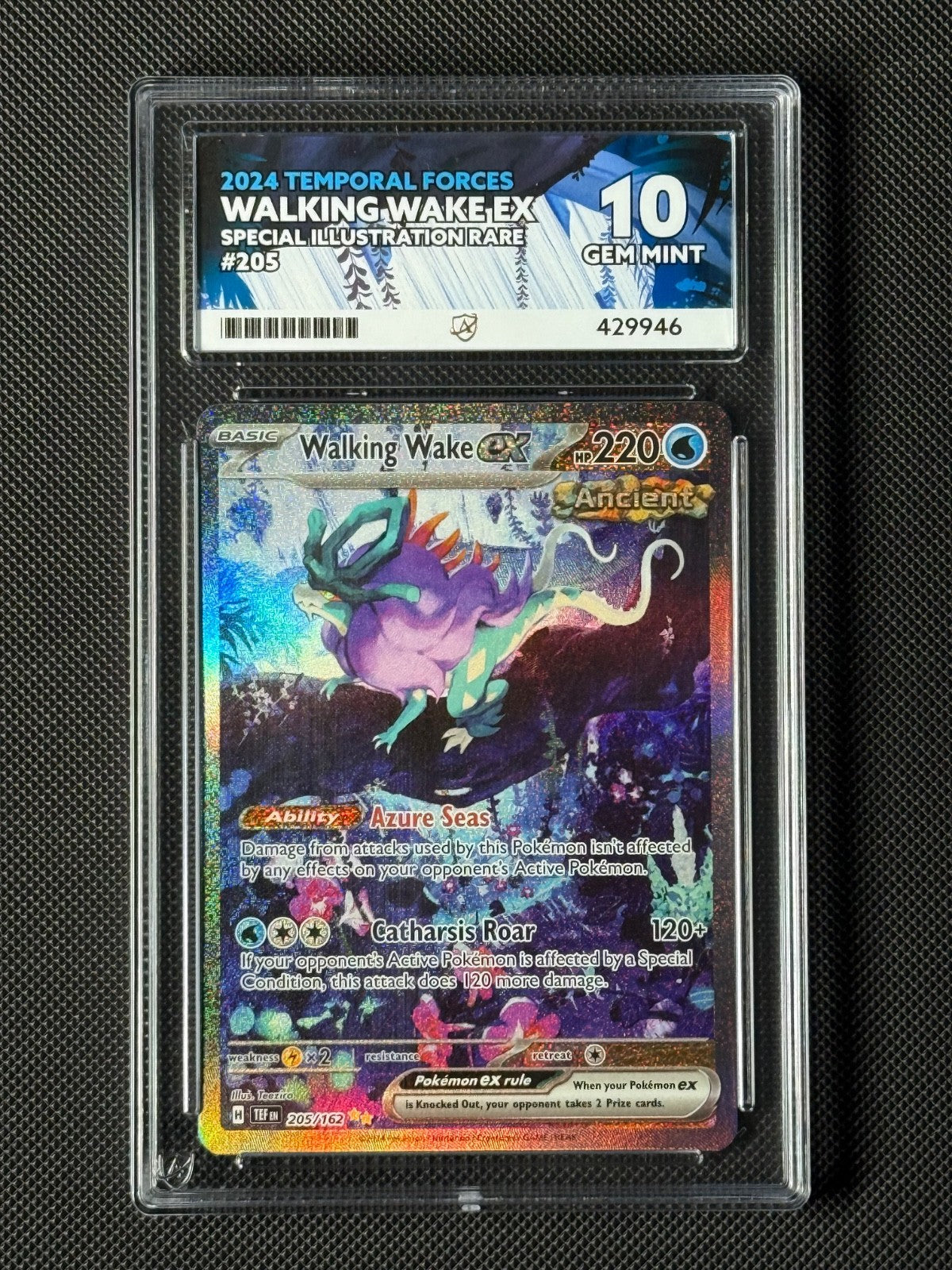 ACE 10 Walking Wake ex 205/162 SIR Pokémon Card Sv05: Temporal Forces GEM MINT0
