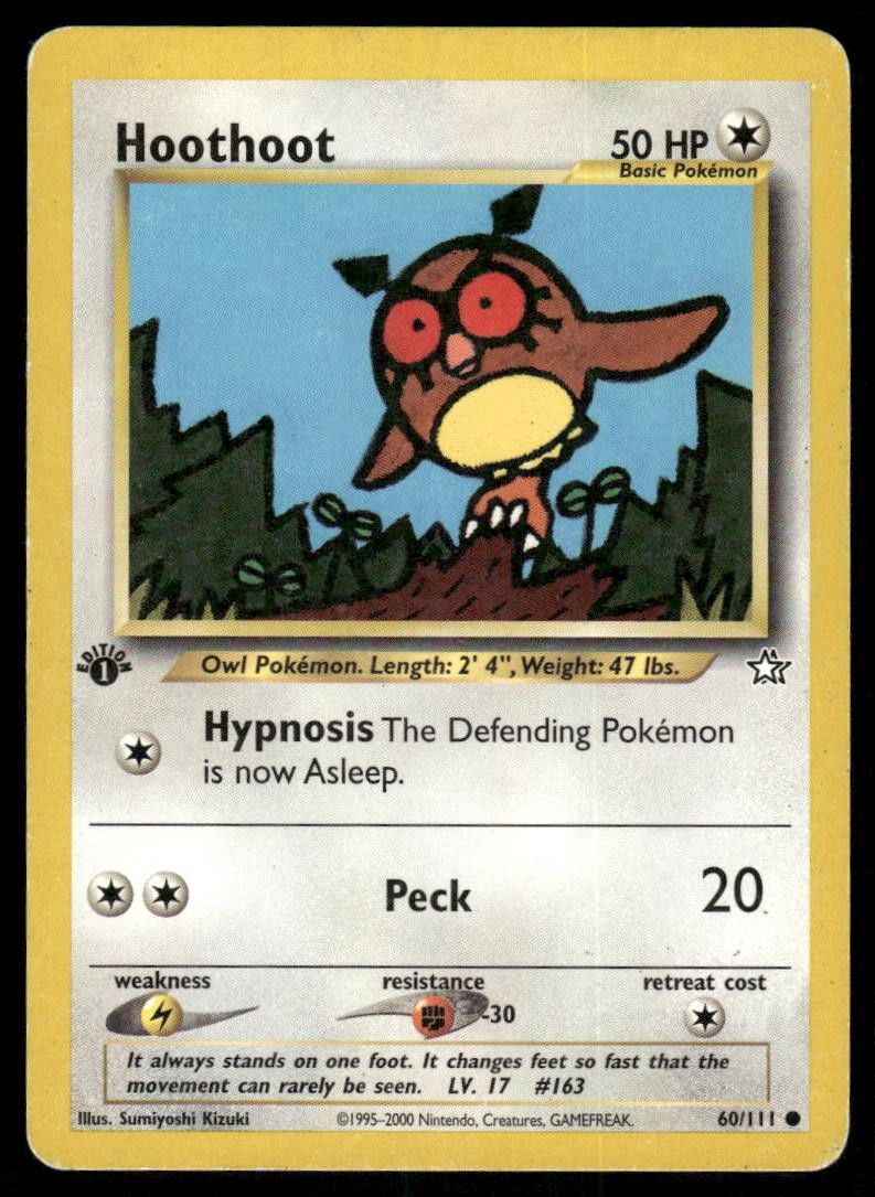 Pokemon Cards Hoothoot 60/111 1ST EDITION Neo Genesis Common HP0
